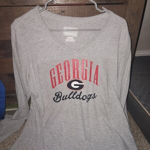 Fanatics Georgia Bulldogs Gray V-Neck Long Sleeve (Women's)